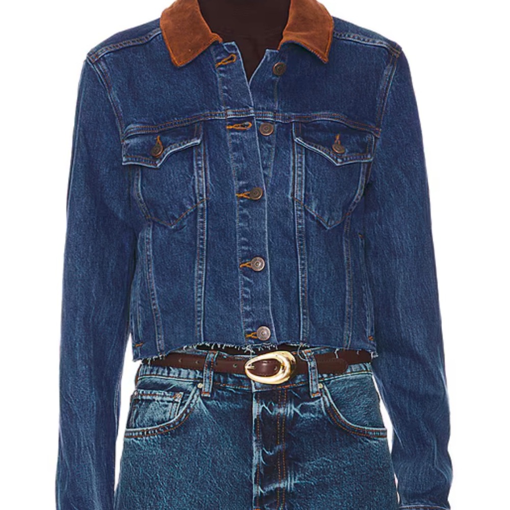WITH TAGS- Veronica Beard Denim Jacket with Brown Collar
